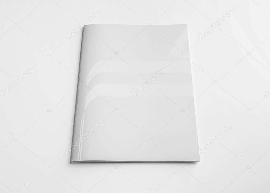 Isolated white magazine cover mockup on white background 3d rendering