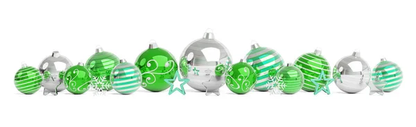 Bolhas Natal Verdes Brancas Isoladas Fundo Branco Renderização — Fotografia de Stock