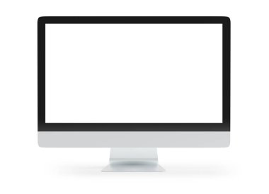 Modern bilgisayar monitörü mockup beyaz zemin üzerine 3d render izole