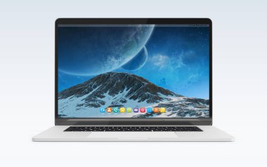 Modern dizüstü mockup önden görünüm 3d render izole