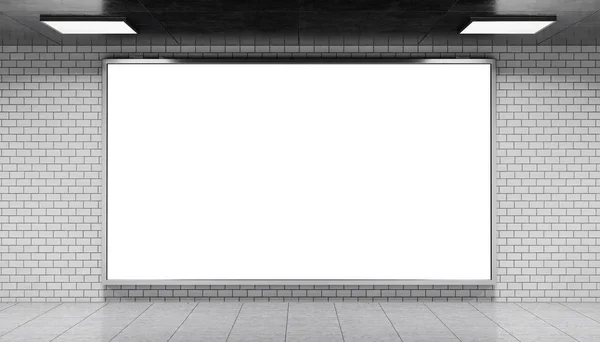Advertisement Billboard Bright Subway Station Rendering — Stock Photo, Image