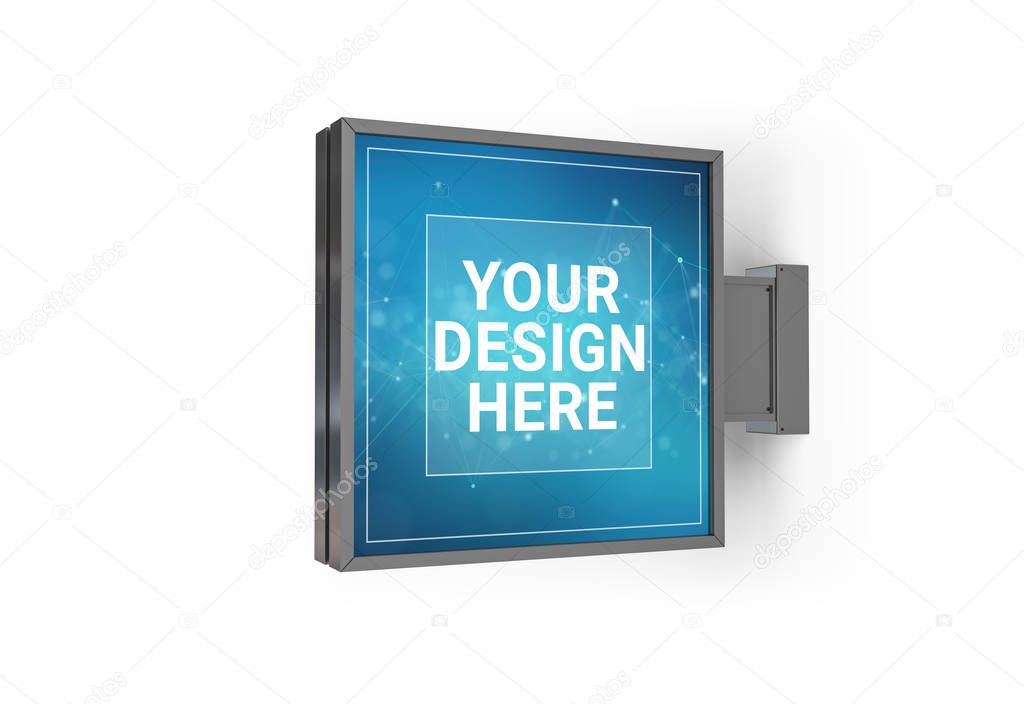 Isolated squared store sign mockup on white background 3D rendering