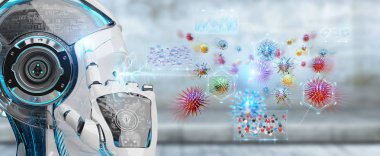 Cyborg oluşturma ve çözümleme salacak 3d render arka plan bulanık üzerinde