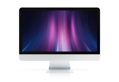 Modern bilgisayar monitörü mockup beyaz zemin üzerine 3d render izole