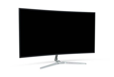 Modern bilgisayar monitörü mockup beyaz zemin üzerine 3d render izole