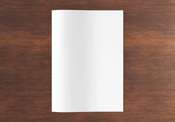 Blank Paper Sheet Mockup Wood Background Rendering — Stock Photo, Image