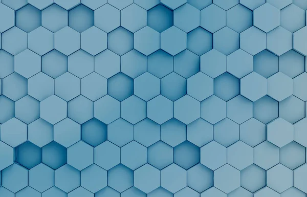 Azul Resumo Hexágonos Fundo Padrão Renderização — Fotografia de Stock