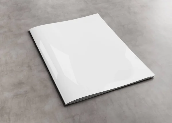 白色杂志盖子模型在具体背景3D — 图库照片