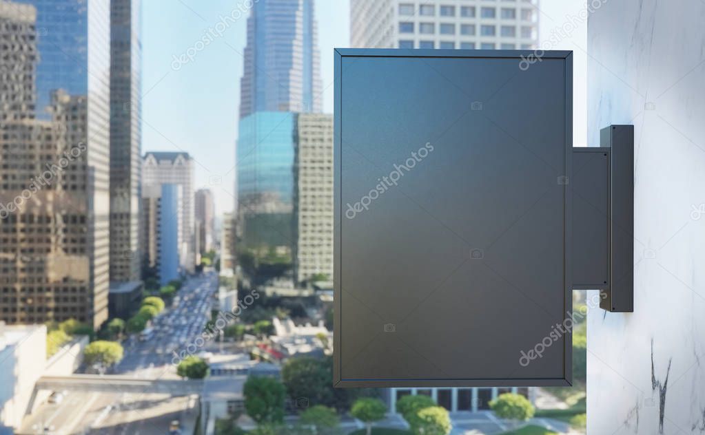 Rectangular store sign mockup on modern building 3D rendering