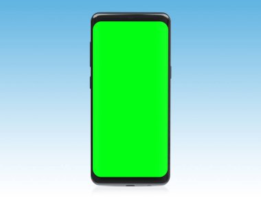 Modern smartphone mockup 3d render mavi arka plan üzerinde izole