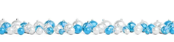 Blue Silver Christmas Baubles Isolated White Background Rendering — Stock Photo, Image