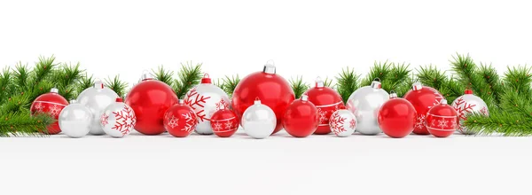 ホワイト バック グラウンド レンダリングに分離された赤と白のクリスマスつまらない — ストック写真