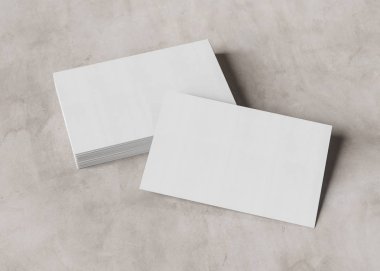 Kartvizit mockup beton zemin 3d render üzerine yığını