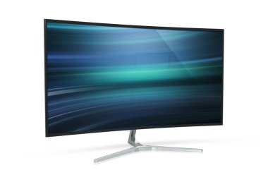 Modern bilgisayar monitörü mockup beyaz zemin üzerine 3d render izole