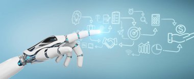 Yapay zeka arabirimi oluşturma bulanık arka plan üzerinde beyaz insanımsı