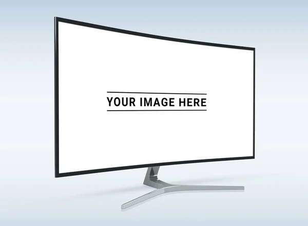 Vista Lateral Negro Moderno Monitor Curvado Renderizado —  Fotos de Stock