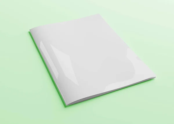 Изолированный Белый Журнал Макет Обложки Зеленом Фоне Рендеринг — стоковое фото