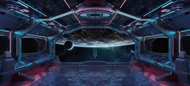 Grunge uzay gemisi Mavi ve pembe iç gezegende manzaralı toprak Nasa tarafından döşenmiş bu görüntü 3d işleme öğeleri