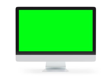Modern bilgisayar monitörü mockup beyaz zemin üzerine 3d render izole