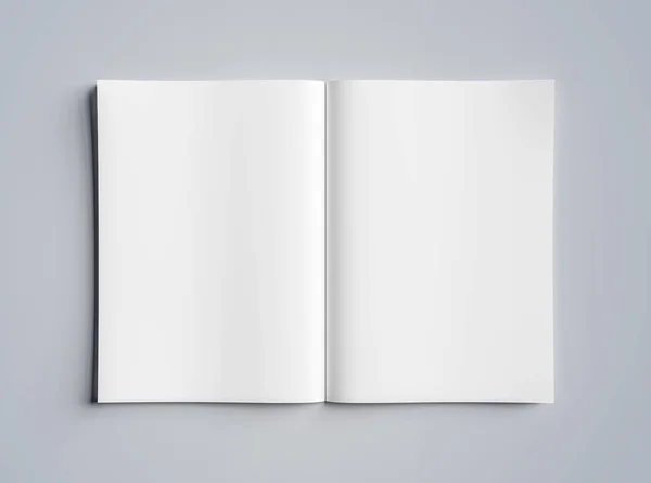 Witte Open Tijdschrift Mockup Geïsoleerd Grijze Achtergrond Rendering — Stockfoto