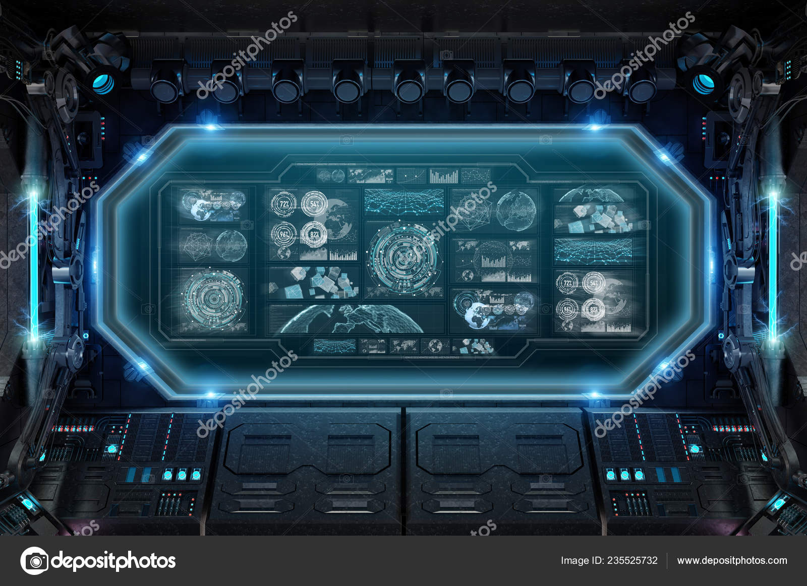 Dark Spaceship Interior Space Control Panel Digital Screens Rendering Stock Photo by ©sdecoret 235525732 Dark Spaceship Interior Space Control Panel Digital Screens Rendering Stock Photo by ©sdecoret 235525732