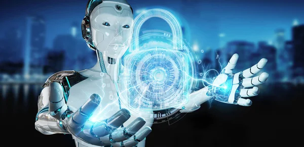 Web Security Protection Interface Used Robot Blurred Background Rendering — Stock Photo, Image