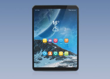 Modern tablet mockup gri arka plan üzerinde 3d render izole