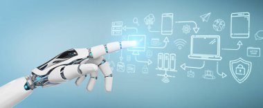 Modern cihazlarla arabirimi sistem kontrol bulanık arka plan üzerinde beyaz insanımsı