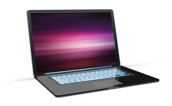 Side View Isolated Modern Black Laptop Shadow Rendering — Stock Photo, Image