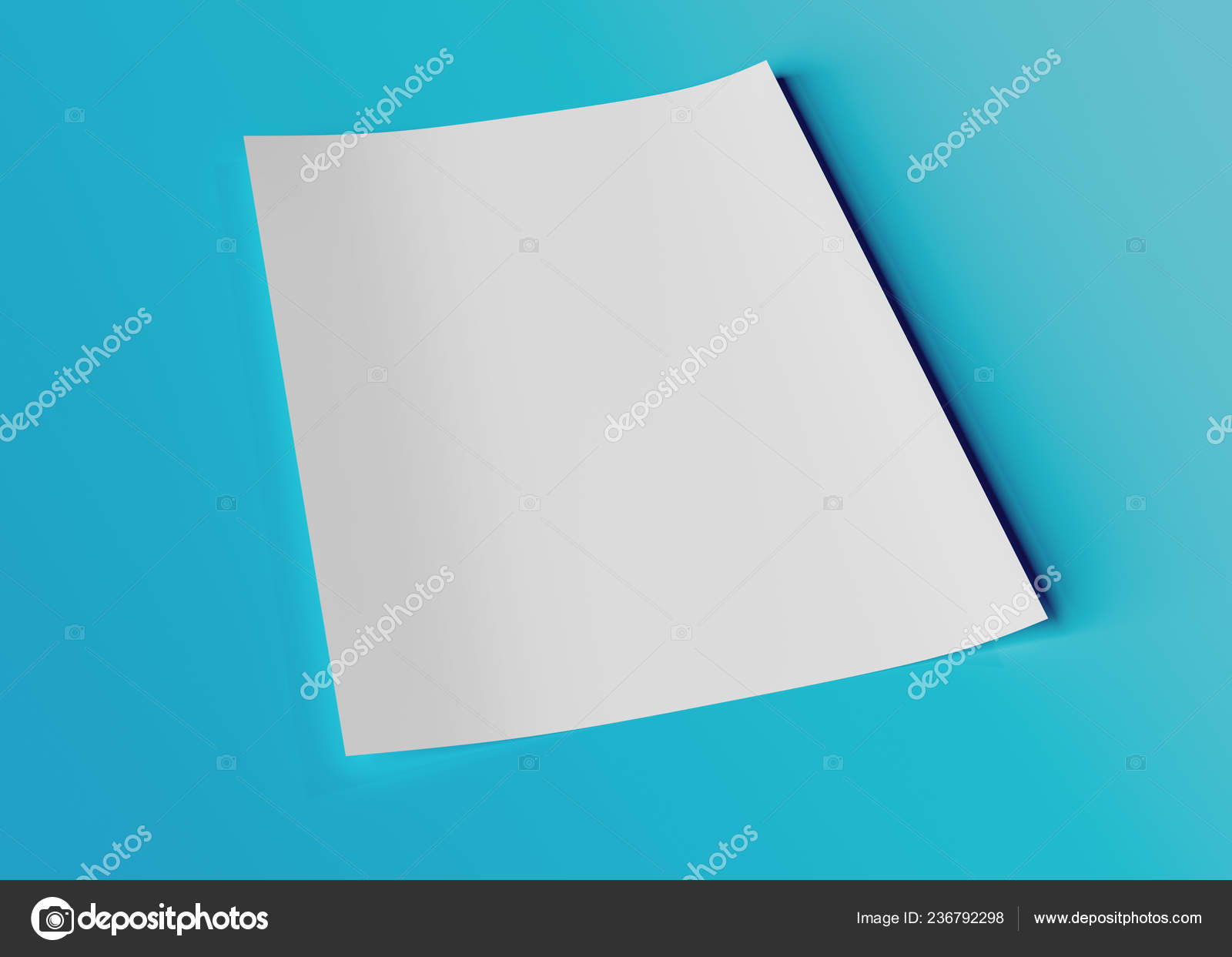 Download Blank Paper Sheet Mockup Blue Background Rendering Stock Photo C Sdecoret 236792298 PSD Mockup Templates
