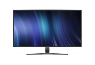 Modern bilgisayar monitörü mockup beyaz zemin üzerine 3d render izole