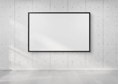 Siyah çerçeve beyaz bir duvarda mockup 3d render