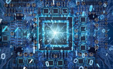 Yakın çekim görünümü devre ve bağlantıları ile modern bir Gpu kartı