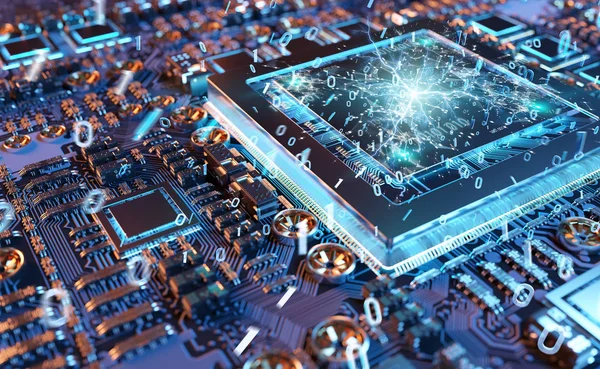 Close Beeld Van Een Moderne Gpu Kaart Met Circuit Verbindingen — Stockfoto