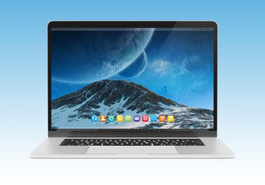 Modern dizüstü mockup önden görünüm 3d render izole