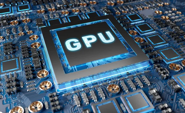 Close Beeld Van Een Moderne Gpu Kaart Met Circuit Kleurrijke — Stockfoto