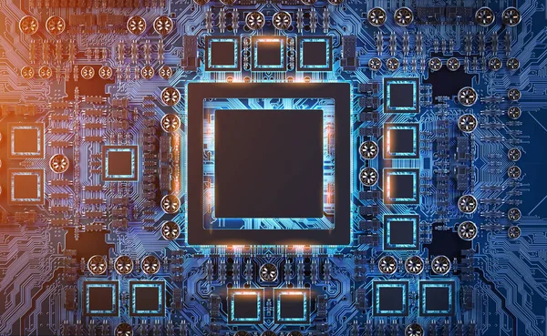 Modern bir Gpu kartı devre ve renkli ışıklar ve Ayrıntılar görünümünü yakın çekim