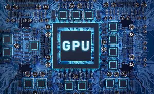 Närbild Modern Gpu Kort Med Krets Och Färgglada Lampor Och — Stockfoto