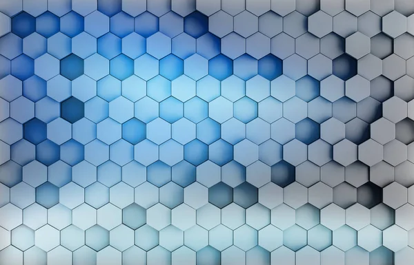 Karanlık ve mavi soyut altıgenler desen 3d render arka plan