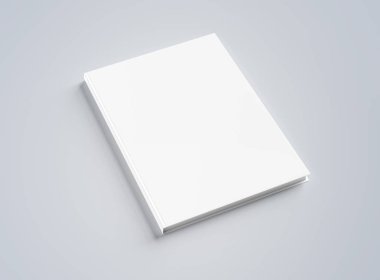 Boş ciltli kitap mockup beyaz arka planda 3d render