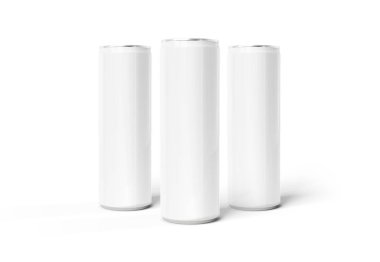 Boş ince soda mockup beyaz zemin üzerine 3d render izole olabilir