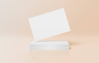 Turuncu arka planda 3d render izole iş kartı mockup yüzen