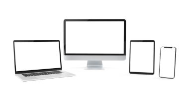 Modern aygıtlar beyaz arkaplan 3B görüntüleme üzerinde izole