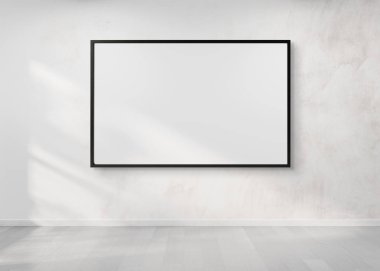 Siyah çerçeve beyaz bir duvarda mockup 3d render