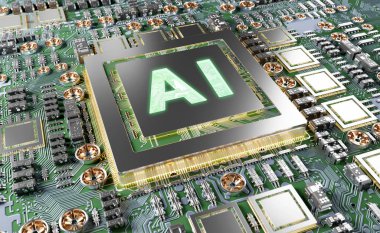Yapay zeka bir karmaşık ve modern Gpu kartı 3d render