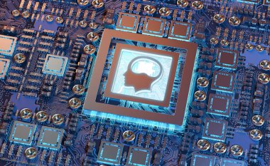 Yapay zeka bir karmaşık ve modern Gpu kartı 3d render