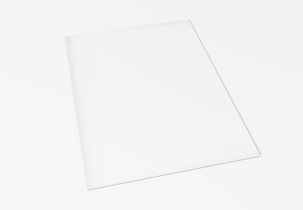 Makieta Arkusz Czysty Papier Białym Tle Renderowania — Zdjęcie stockowe