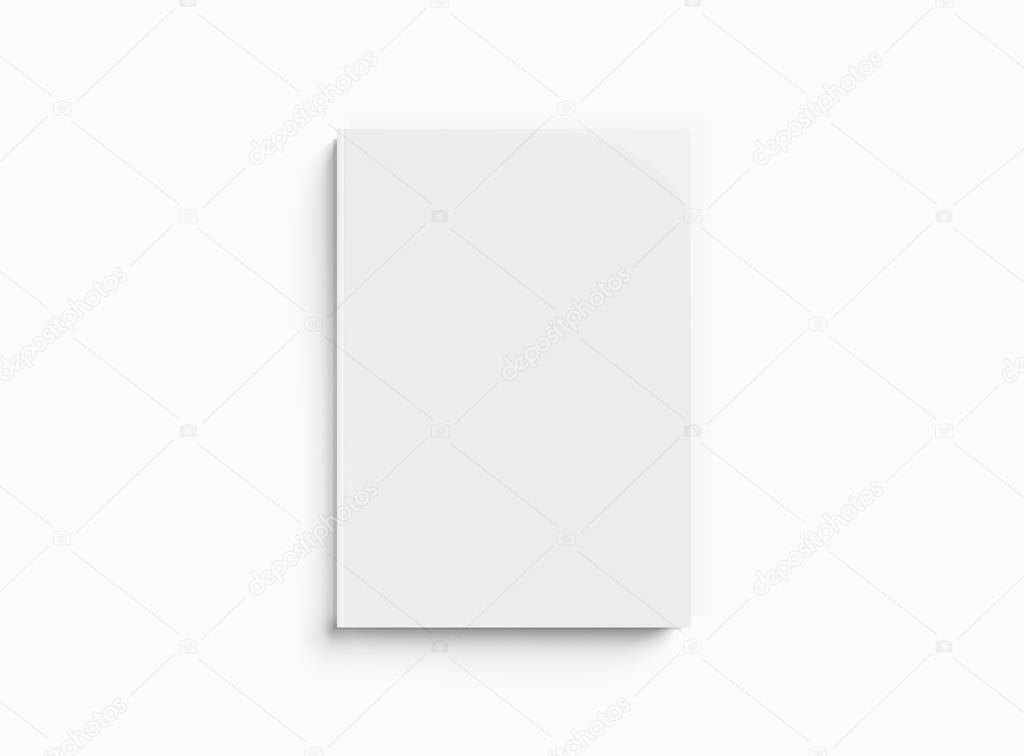 Blank hardcover book mockup on white background 3D rendering