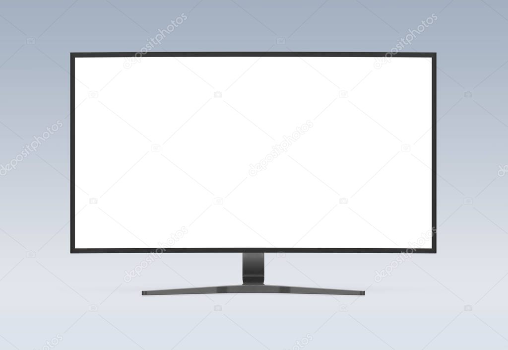 Modern computer monitor mockup isolated on grey background 3d rendering