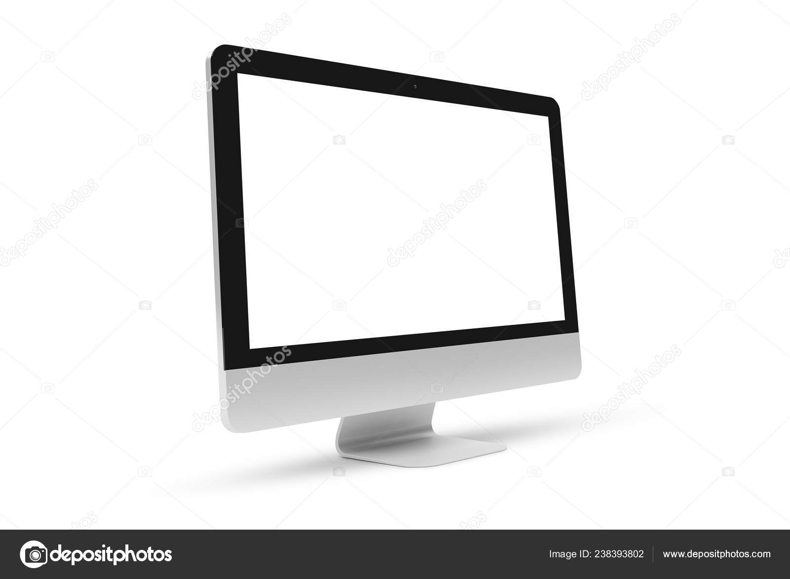 Side View Isolated Modern Computer Shadow Rendering Stock Photo by